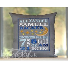 Moon and Stars - Birth Announcement Pillow